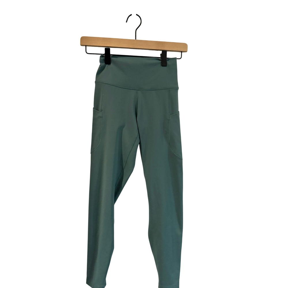 Nike One Dri-FIT High Waisted Leggings Teal Green Womens Small Pockets 7/8 Tight
